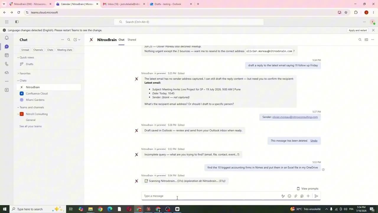 NitroxBrain running inside Microsoft Teams