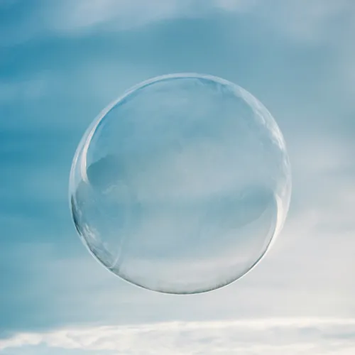 A clear, transparent bubble against the sky — verifiable, tamper-evident records
